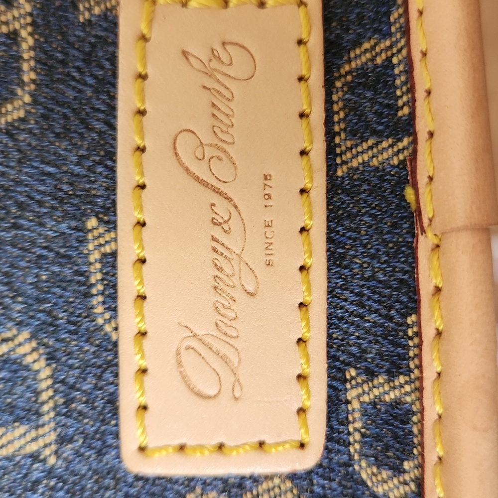 Dooney & Bourke Denim Blue and Tan Logo Flap Wristlet NWT - Picture 5 of 6